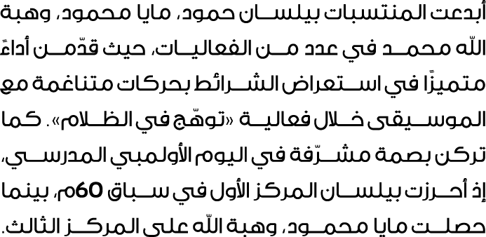 أبدعت المنتسبات بيلسان حمود، مايا محمود، وهبة الله محمد في عدد من الفعاليات، حيث قدّمن أداءً متميزًا في استعراض الشرا...